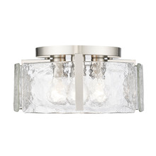  3164-FM PW-HWG - Aenon 3-Light Flush Mount in Pewter with Hammered Water Glass